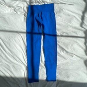 Blue Ribbed Leggings